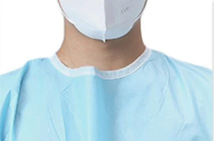 Neck binding detail of non woven surgical gown